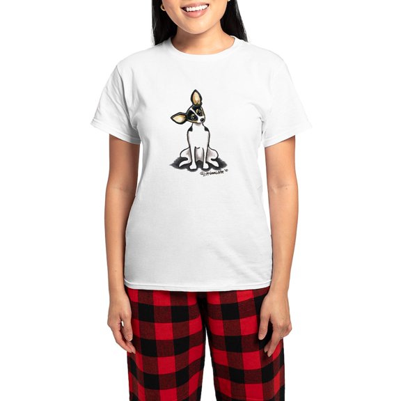 CafePress - Rat Terrier Sit Pretty Women's Light Pajamas - Women's Short Sleeve Print T-Shirt and Pants Light Cotton Pajama Set