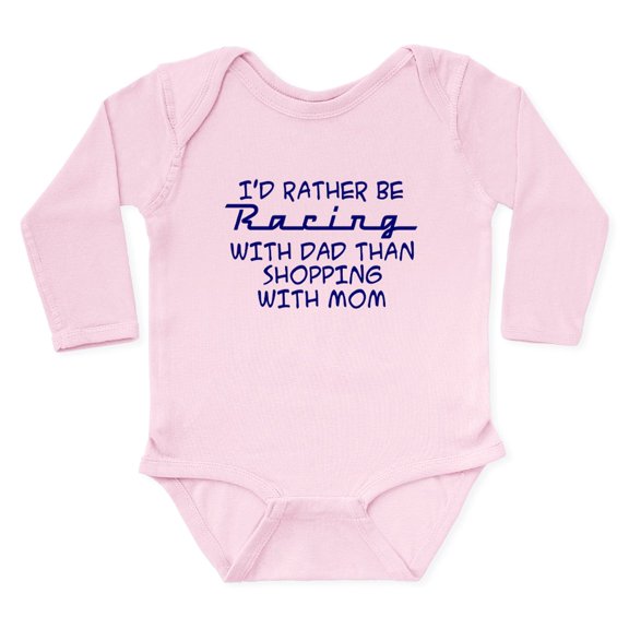 CafePress - Rather Be Racing With Dad2 Body Suit - Long Sleeve Cotton Baby Bodysuit