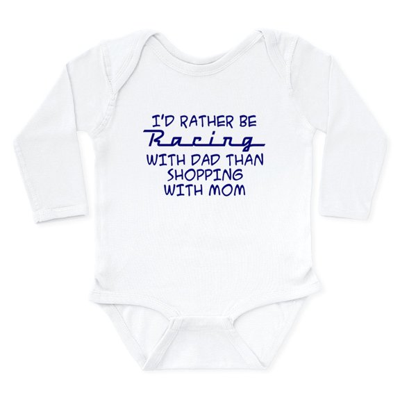 CafePress - Rather Be Racing With Dad2 Body Suit - Long Sleeve Cotton Baby Bodysuit