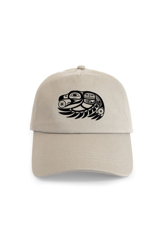 - Raven Native American Design Cap - Adjustable 100% Brushed Unisex Casual Cotton Baseball Cap, Beige, 1