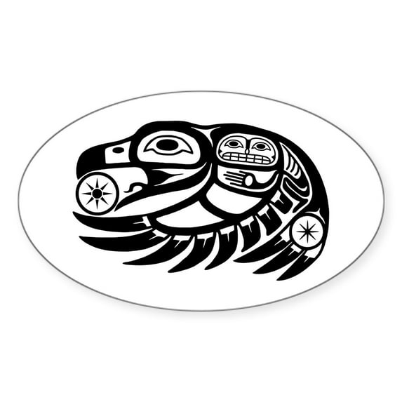 CafePress - Raven Native American Design - Sticker (Oval)