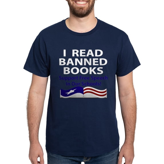 CafePress - Readbannedbooksdark T Shirt - Men's Classic Graphic Cotton T-Shirt