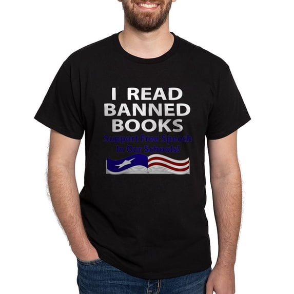 CafePress - Readbannedbooksdark T Shirt - Men's Classic Graphic Cotton T-Shirt