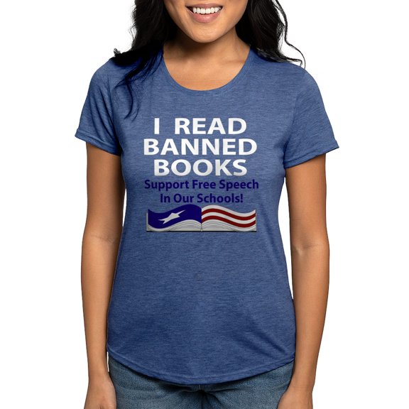 CafePress - Readbannedbooksdark Women's Deluxe T Shirt - Womens Tri-blend T-Shirt