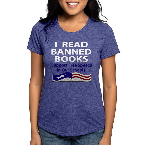 CafePress - Readbannedbooksdark Women's Deluxe T Shirt - Womens Tri-blend T-Shirt