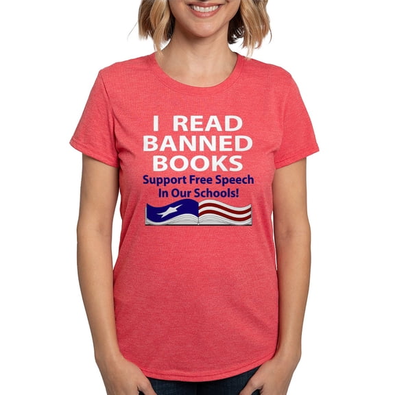 CafePress - Readbannedbooksdark Women's Deluxe T Shirt - Womens Tri-blend T-Shirt
