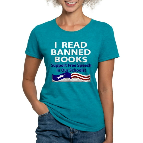 CafePress - Readbannedbooksdark Women's Deluxe T Shirt - Womens Tri-blend T-Shirt