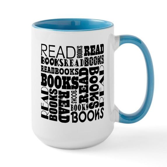 CafePress - Reading Book Lover Librarian 15 Oz Ceramic Large M - 15 oz Ceramic Large White Novelty Mug