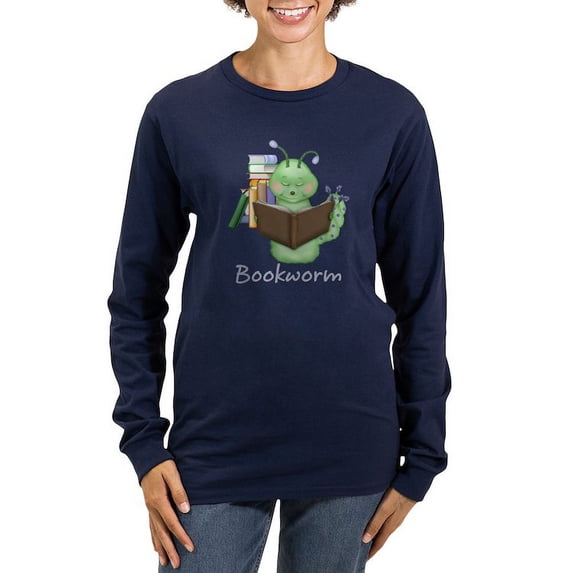 CafePress - Reading Bookworm Women's Long Sleeve Dark T Shirt - Women's Long Sleeve Graphic Tee Casual Fit
