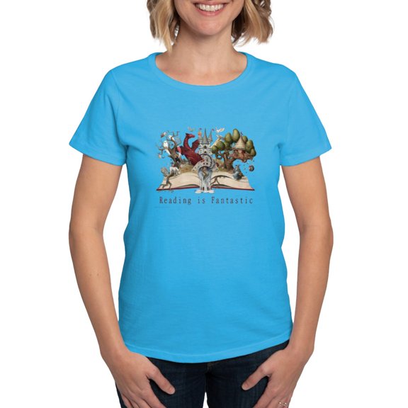 CafePress - Reading Is Fantastic II Women's Dark T Shirt - Women's Traditional Fit Dark T-Shirt