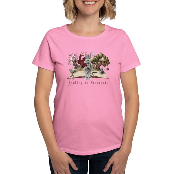 CafePress - Reading Is Fantastic II Women's Dark T Shirt - Women's Traditional Fit Dark T-Shirt