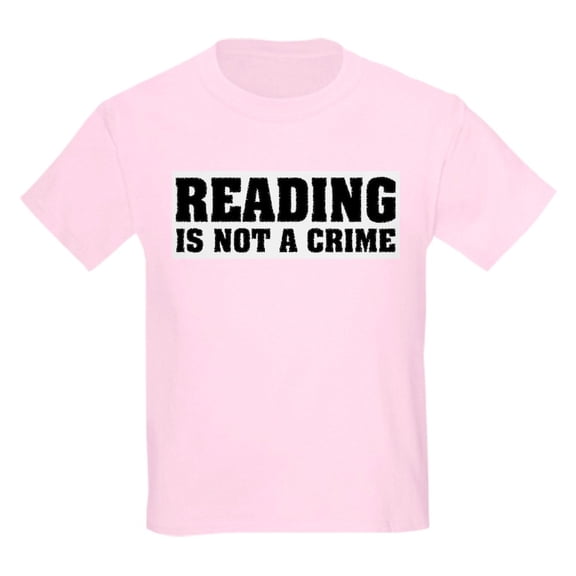 CafePress - Reading Is Not A Crime Kids Light T Shirt - Light Classic Kids Graphic, Short Sleeve T-Shirt, Sizes XS-XL