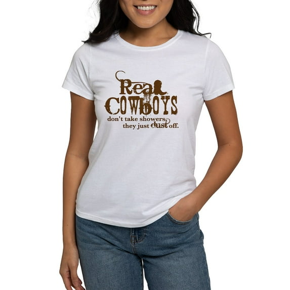 CafePress - Real Cowboys Women's T Shirt - Women's Classic T-Shirt