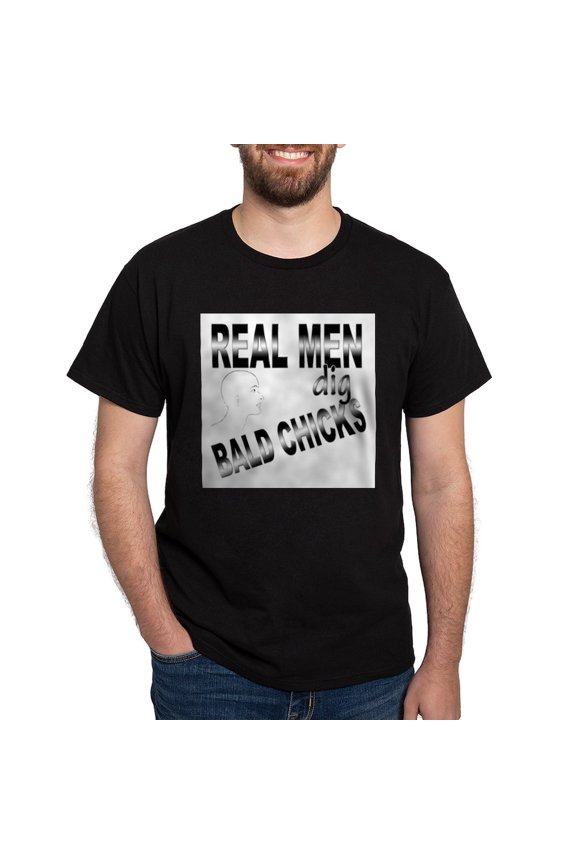 - Real Men Dig Bald Chicks T Shirt - Men's Classic Graphic Cotton T-Shirt