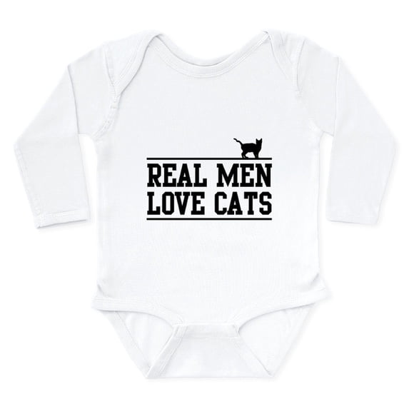 CafePress - Real Men Love Cats Body Suit - Long Sleeve Cotton Baby Bodysuit