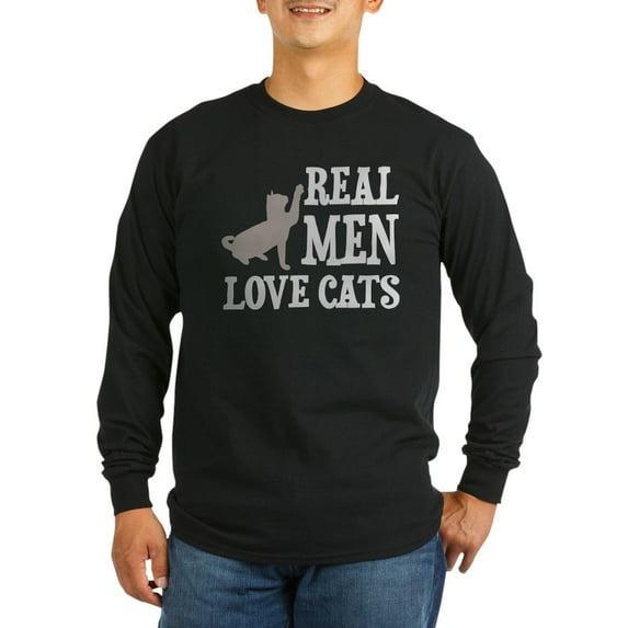 CafePress - Real Men Love Cats Long Sleeve T Shirt - Long Sleeve Dark T-Shirt