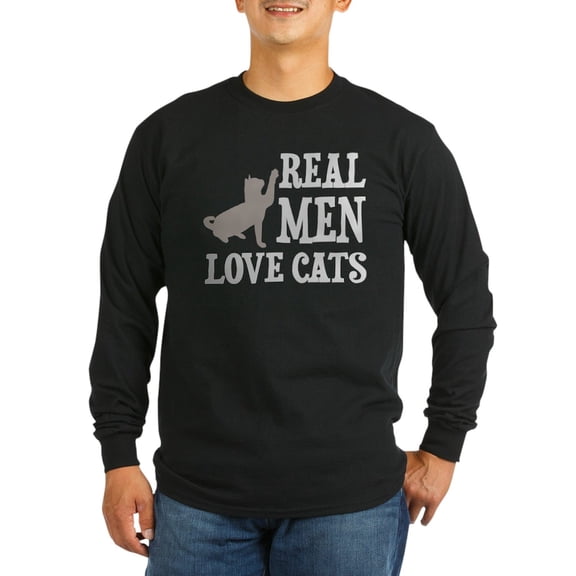 CafePress - Real Men Love Cats Long Sleeve T Shirt - Long Sleeve Dark T-Shirt