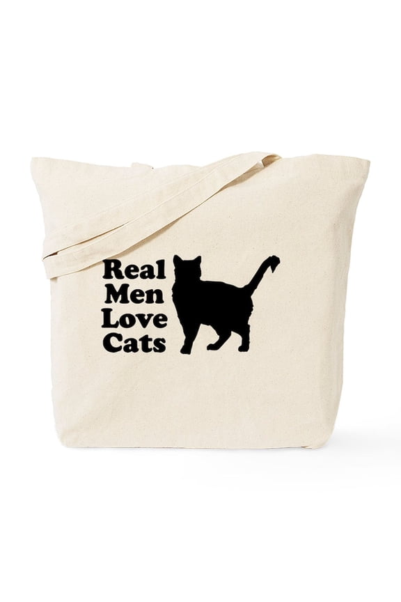 - Real Men Love Cats Tote Bag - Unisex Canvas Tote Bag, Beige, 1-Piece