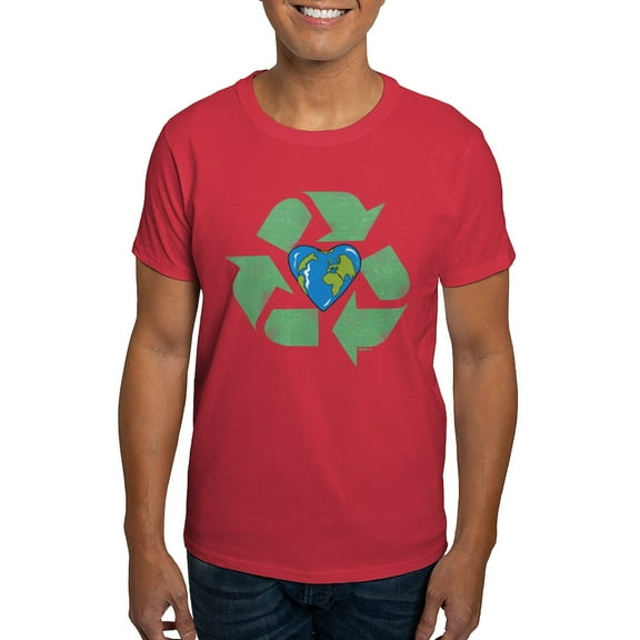 CafePress - Recycle Earth Heart Dark T Shirt - Men's Classic Graphic Cotton T-Shirt