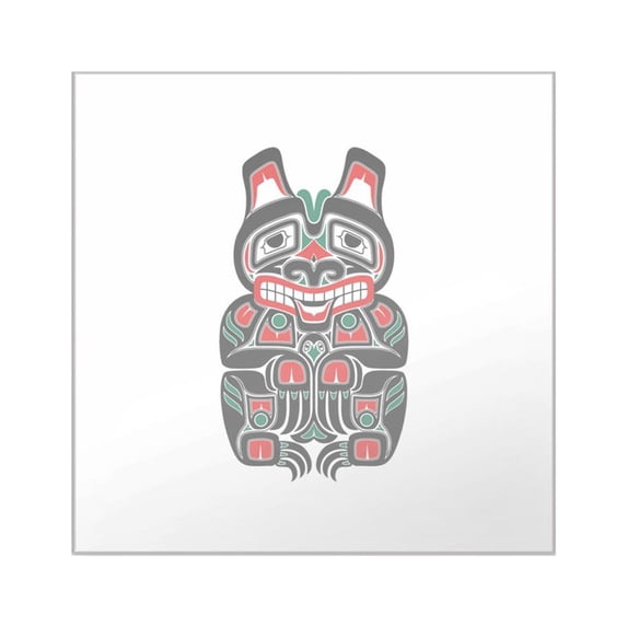 CafePress - Red And Black Haida Spirit Bear Sticker - Square Sticker 3" x 3"