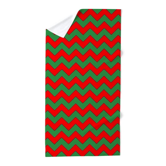 CafePress - Red And Green Chevron Stripes - Large Beach Towel, Soft 30"x60" Towel with Unique Design