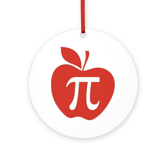CafePress - Red Apple Pi Math Humor - Round Wood Ornament 4"
