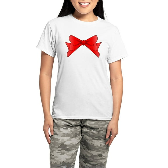 CafePress - Red Bow Pajamas - Women's Short Sleeve Print T-Shirt and Pants Light Cotton Pajama Set