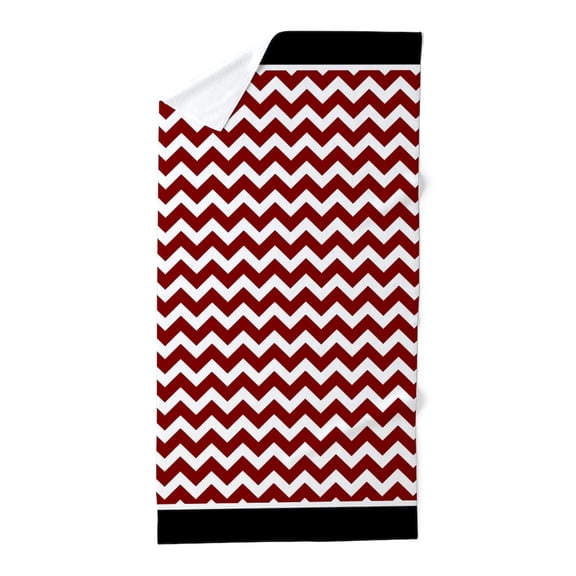 CafePress - Red Chevron Pattern Black Trim - Large Beach Towel, Soft 30"x60" Towel with Unique Design