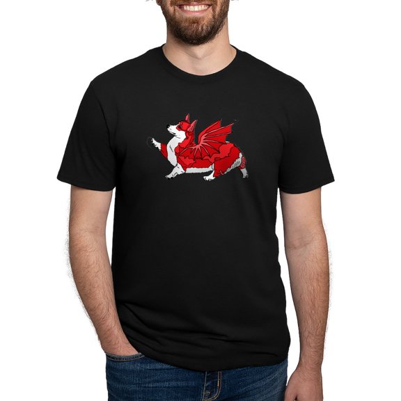 CafePress - Red Corgon Plain Men's Deluxe T Shirt - Mens Tri-blend T-Shirt