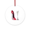 thumbnail image 1 of CafePress - Red Corkscrew Stiletto Shoe A -  Round Wood Ornament 4", 1 of 2