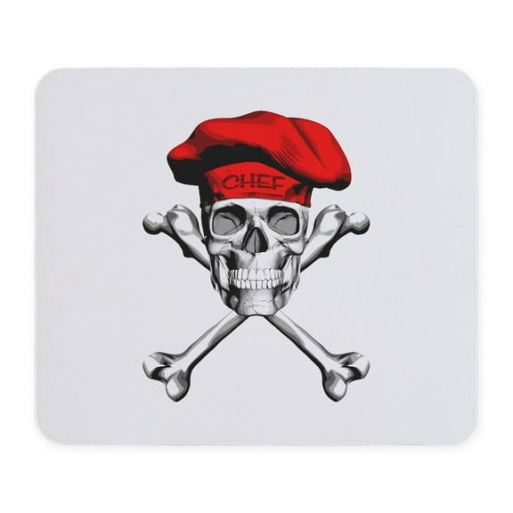 CafePress - Red Culinary Chef Skull Mousepad - Non-slip Rubber Mousepad, Gaming Mouse Pad