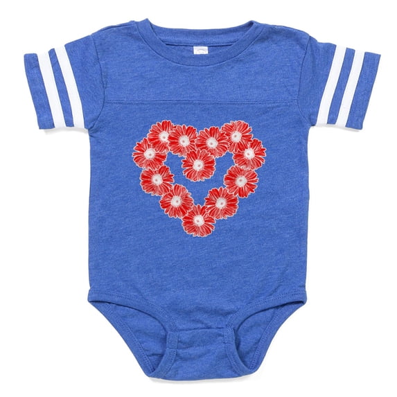 CafePress - Red Daisy Heart New2 - Cute Infant Baby Football Bodysuit
