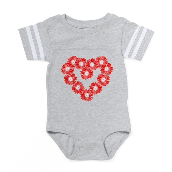 CafePress - Red Daisy Heart New2 - Cute Infant Baby Football Bodysuit