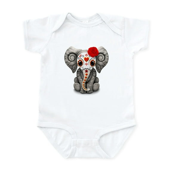 CafePress - Red Day Of The Dead Sugar Skull Baby Elephant Body - Baby Light Bodysuit, Size Newborn - 24 Months