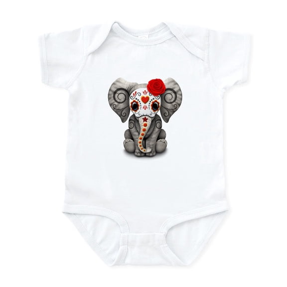 CafePress - Red Day Of The Dead Sugar Skull Baby Elephant Body - Baby Light Bodysuit, Size Newborn - 24 Months