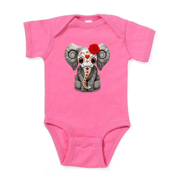 CafePress - Red Day Of The Dead Sugar Skull Baby Elephant Body - Cute Infant Bodysuit Baby Romper - Size Newborn - 24 Months
