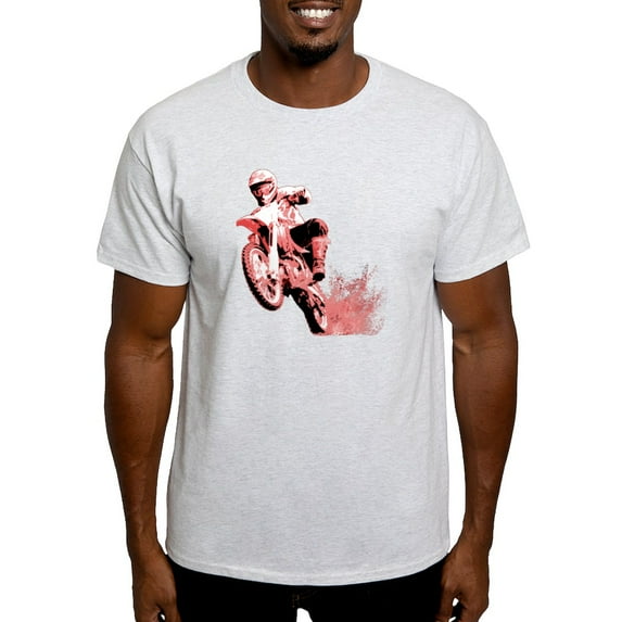 CafePress - Red Dirtbike Wheeling In Mud Light T Shirt - Men's Classic Graphic T-Shirt