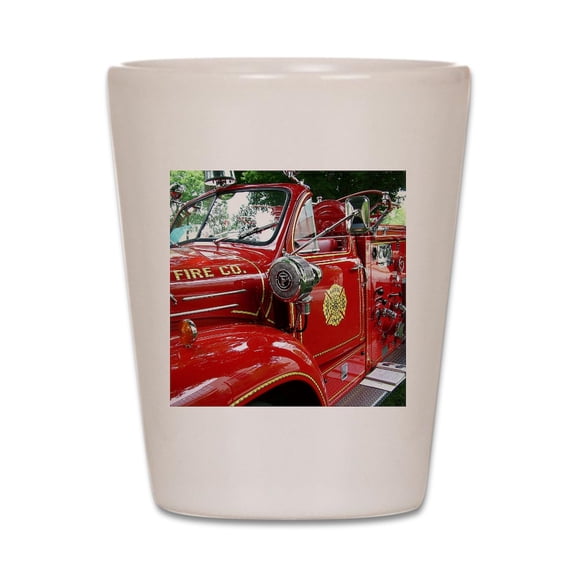 CafePress - Red Fire Engine 1 - White Shot Glass, Unique and Funny Shot Glass