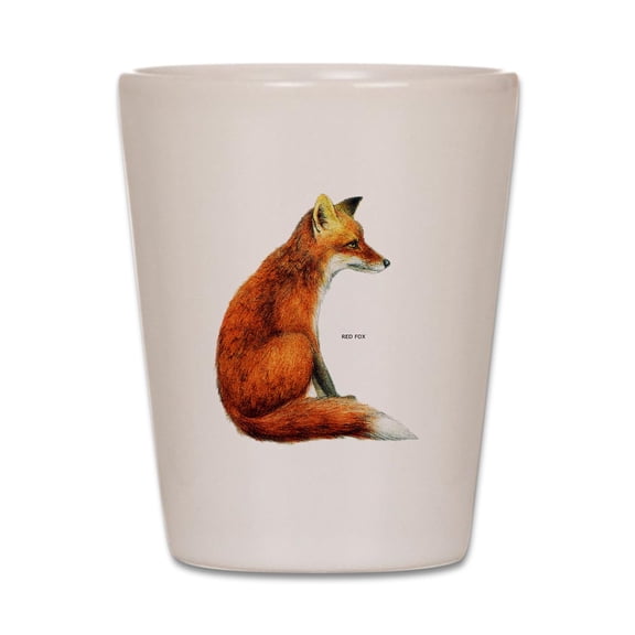 CafePress - Red Fox Animal - White Shot Glass, Unique and Funny Shot Glass