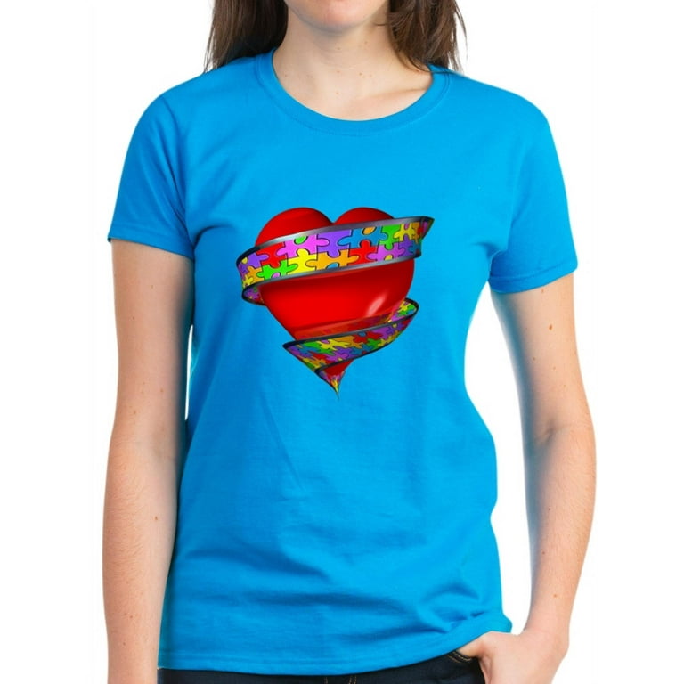 CafePress - Red Heart W/ Ribbon - Women's Dark T-Shirt - Walmart.com