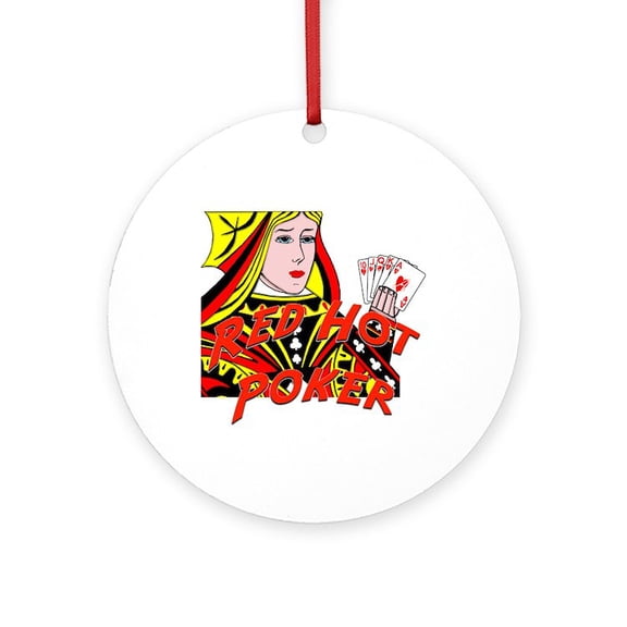 CafePress - Red Hot Poker - Round Wood Ornament 4"