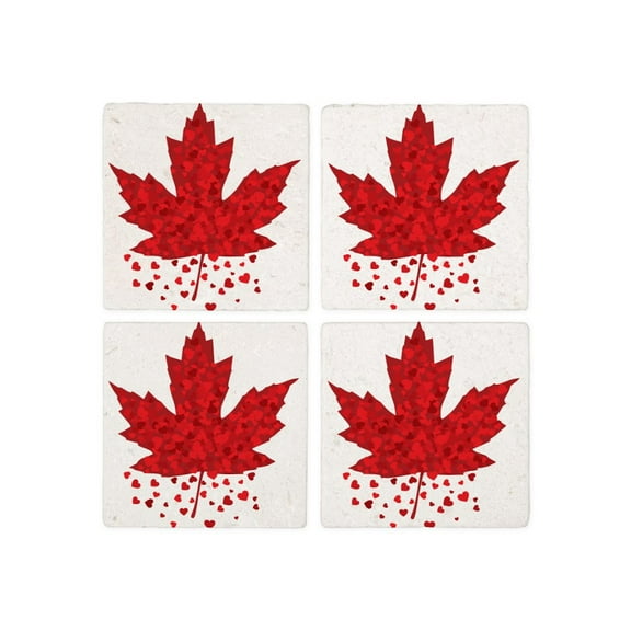CafePress - Red Maple Leaf - Tile Coaster, Drink Coaster Set of 4