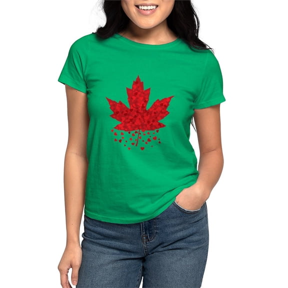 CafePress - Red Maple Leaf Women's Dark T Shirt - Women's Traditional Fit Dark T-Shirt