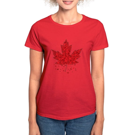 CafePress - Red Maple Leaf Women's Dark T Shirt - Women's Traditional Fit Dark T-Shirt