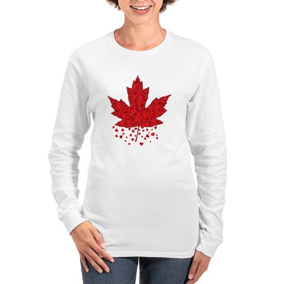 CafePress - Red Maple Leaf Women's Long Sleeve T Shirt - Women's Long Sleeve Graphic Casual T-Shirt