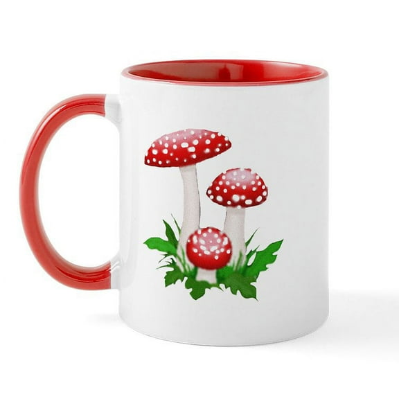 CafePress - Red Mushrooms Mug - 11 oz Ceramic Mug - Novelty Coffee Tea Cup