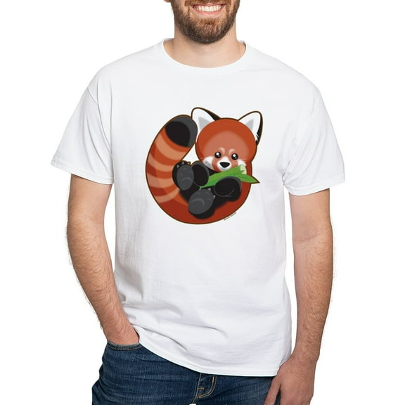 CafePress - Red Panda T Shirt - Men's White Classic Cotton T-Shirts