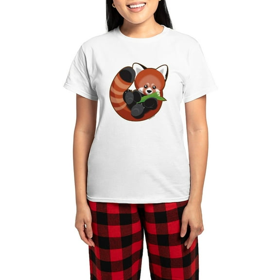 CafePress - Red Panda Women's Light Pajamas - Women's Short Sleeve Print T-Shirt and Pants Light Cotton Pajama Set