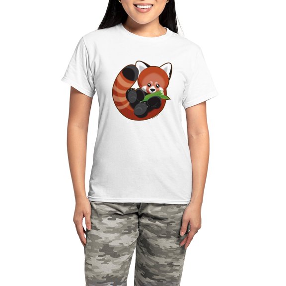 CafePress - Red Panda Women's Light Pajamas - Women's Short Sleeve Print T-Shirt and Pants Light Cotton Pajama Set