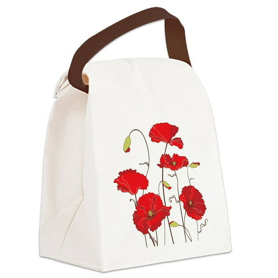 CafePress - Red Poppies - Canvas Lunch Bag with Strap Handle